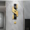 870mm Geometric Digital Wall Clock Modern Gold & Black Oversized Wall Decor