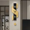 870mm Geometric Digital Wall Clock Modern Gold & Black Oversized Wall Decor