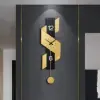 870mm Geometric Digital Wall Clock Modern Gold & Black Oversized Wall Decor