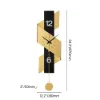 870mm Geometric Digital Wall Clock Modern Gold & Black Oversized Wall Decor