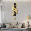 870mm Geometric Digital Wall Clock Modern Gold & Black Oversized Wall Decor