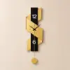 870mm Geometric Digital Wall Clock Modern Gold & Black Oversized Wall Decor