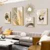 5-Piece Wall Art Set with Golden Accents Modern Abstract Designs for Luxurious Home Deco