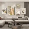 5-Piece Wall Art Set with Golden Accents Modern Abstract Designs for Luxurious Home Deco