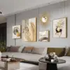 5-Piece Wall Art Set with Golden Accents Modern Abstract Designs for Luxurious Home Deco