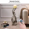 Silver Sculpture with Illuminated Sphere Art Decor