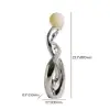Silver Sculpture with Illuminated Sphere Art Decor