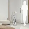 Silver Sculpture with Illuminated Sphere Art Decor