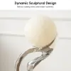 Silver Sculpture with Illuminated Sphere Art Decor