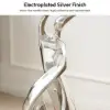 Silver Sculpture with Illuminated Sphere Art Decor