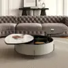 900mm White Faux Marble Leather Lift-Top Coffee Table