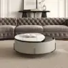 900mm White Faux Marble Leather Lift-Top Coffee Table