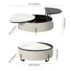 900mm White Faux Marble Leather Lift-Top Coffee Table