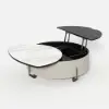 900mm White Faux Marble Leather Lift-Top Coffee Table