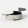 900mm White Faux Marble Leather Lift-Top Coffee Table