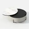 900mm White Faux Marble Leather Lift-Top Coffee Table
