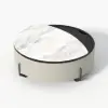900mm White Faux Marble Leather Lift-Top Coffee Table