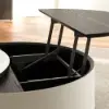 900mm White Faux Marble Leather Lift-Top Coffee Table