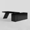 Set Black L-Shape Executive Desk Left Hand Reclining Leather Office Desk Chair (1800mm)
