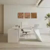 Modern White L-Shape Right Hand Executive Desk & Office Chair Set (1800mm)