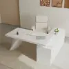 Modern White L-Shape Executive Left Hand Desk & Office Chair Set (1800mm)