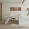 Modern White L-Shape Executive Left Hand Desk & Office Chair Set (1800mm)