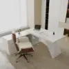 Modern White L-Shape Executive Left Hand Desk & Office Chair Set (1800mm)