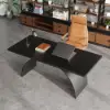 1800mm Industrial Black Rectangular Writing Desk & Office Desk Chair Set High Back