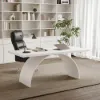 1800mm Modern White Rectangular Writing Desk & Office Desk Chair Set High Back