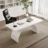 1800mm Modern White Rectangular Writing Desk & Office Desk Chair Set High Back