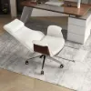 1800mm Modern White Rectangular Writing Desk & Office Desk Chair Set High Back