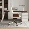 1800mm Modern White Rectangular Writing Desk & Office Desk Chair Set High Back