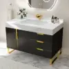 Aro 35-inch Freestanding Single Bathroom Vanity with Sink, Sintered Stone Top – Black – AUD-H1076