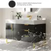 Aro 35-inch Freestanding Single Bathroom Vanity with Sink, Sintered Stone Top – Black – AUD-H1076