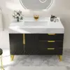 Aro 35-inch Freestanding Single Bathroom Vanity with Sink, Sintered Stone Top – Black – AUD-H1076