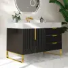 Aro 35-inch Freestanding Single Bathroom Vanity with Sink, Sintered Stone Top – Black – AUD-H1076