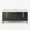 Aro 59" Freestanding Double Bathroom Vanity with Sink, Sintered Stone Top – Black – AUD-H1077