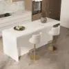 1830mm Large White Kitchen Island & 2 Swivel Bar Stools Set Kitchen Cabinet Marble