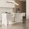 1830mm Large White Kitchen Island & 2 Swivel Bar Stools Set Kitchen Cabinet Marble