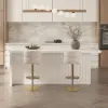 1830mm Large White Kitchen Island & 2 Swivel Bar Stools Set Kitchen Cabinet Marble