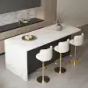 1830mm Large White & Black Kitchen Island & 2 Swivel Bar Stools Set Curved Back Beige