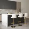 1830mm Large White & Black Kitchen Island & 2 Swivel Bar Stools Set Curved Back Beige