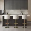 1830mm Large White & Black Kitchen Island & 2 Swivel Bar Stools Set Curved Back Beige