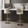 1830mm Large White & Black Kitchen Island & 2 Swivel Bar Stools Set Curved Back Beige
