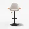 1830mm Black Kitchen Island & 2 Velvet Swivel Bar Stools with Curved Wing Back