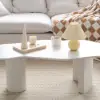 1000mm Japandi Funky Wood Coffee Table Abstract Cloud Shaped in White