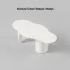 1000mm Japandi Funky Wood Coffee Table Abstract Cloud Shaped in White