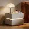 Lumio White 2-Drawer LED Besidetable with Charging Station, Set of 2