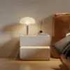 Lumio White 2-Drawer LED Besidetable with Charging Station, Set of 2