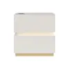 Lumio White 2-Drawer LED Besidetable with Charging Station, Set of 2
